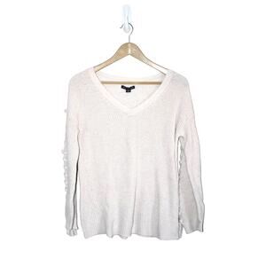 American Eagle Cream Sweater w/ Braid Sleeve Size S